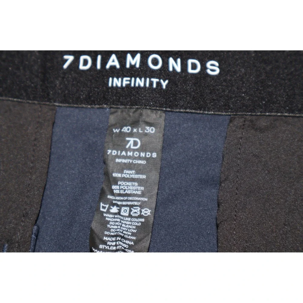 7DIAMONDS Infinity Chino Mens 40x30 Navy Blue Technical Performance Golf Pants
